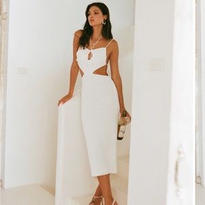 Sabo Skirt White Dress “Fernanda Midi Dress”